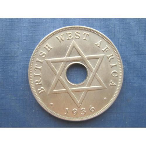 Монета 1 пенни Британская Западная Африка 1936 Эдвард VIII некоронованный король никель