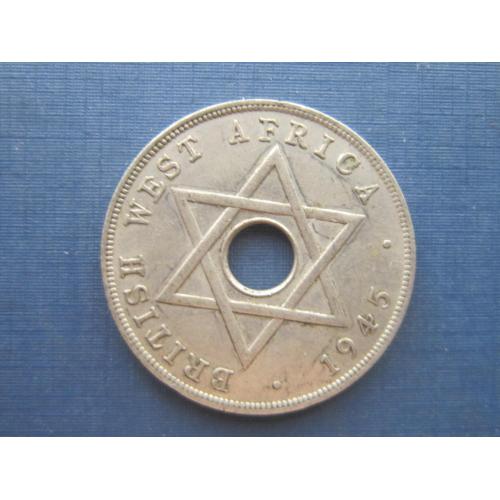 Монета 1 пенни Британская Западная Африка 1945 никель