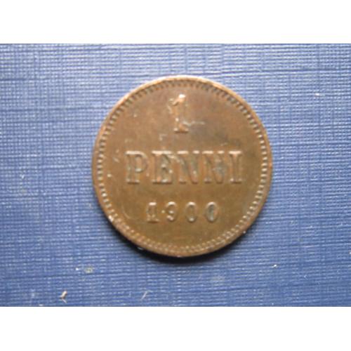 Монета 1 пенни Царская Россия 1900 для Финляндии Николай II