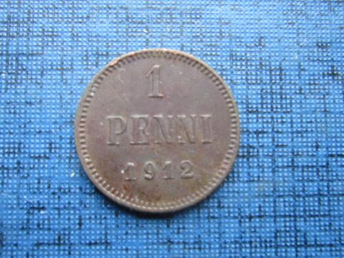 Монета 1 пенни Царская Россия 1912 для Финляндии Николай II
