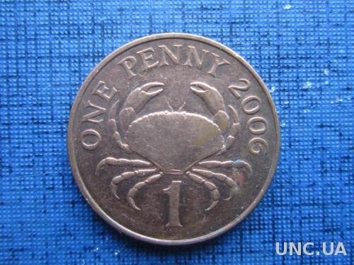 Монета 1 пенни Гернси Великобритания 2006 фауна краб
