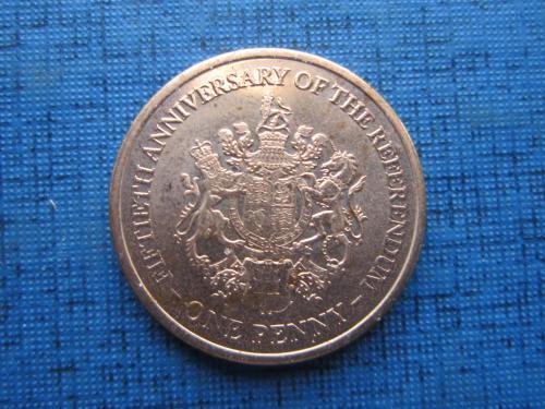 Монета 1 пенни Гибралтар Великобритания 2017 50 лет референдума герб Айронсайда