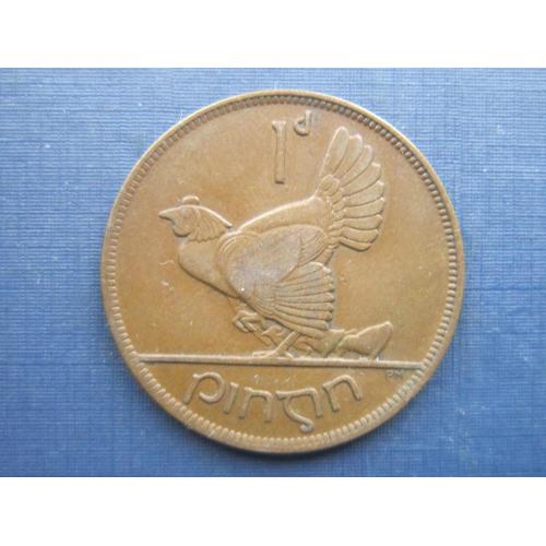 Монета 1 пенни Ирландия 1928 фауна птица курица