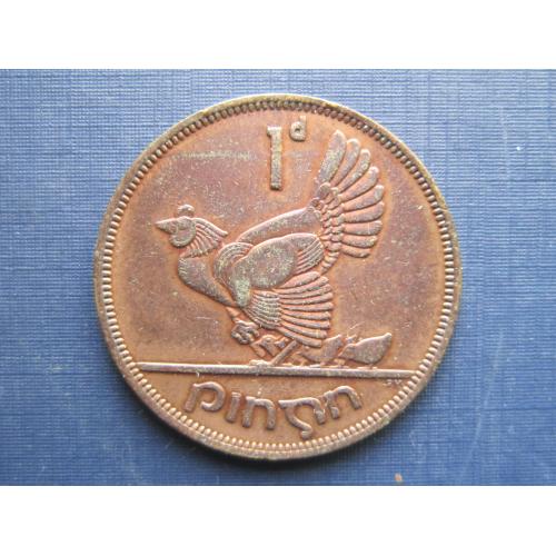 Монета 1 пенни Ирландия 1963 фауна птица курица