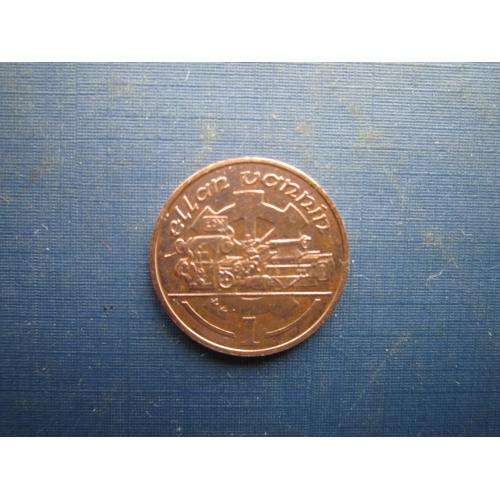 Монета 1 пенні Острів Мен Великобританія 1995 токарний верстат