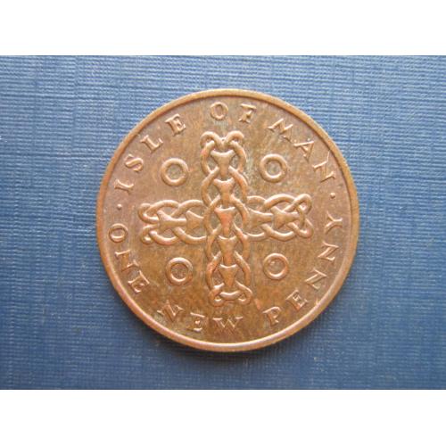 Монета 1 пенни Остров Мэн Великобритания 1975 крест