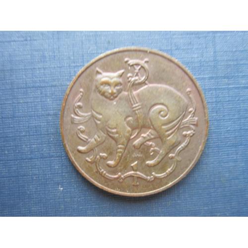Монета 1 пенни Остров Мэн Великобритания 1983 фауна кот кошка