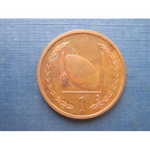 Монета 1 пенни Остров Мэн Великобритания 1999 спорт регби
