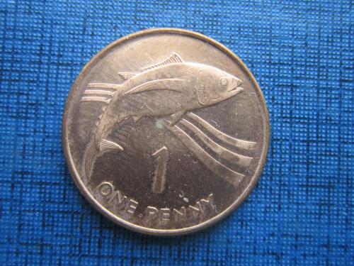 Монета 1 пенни Остров Святой Елены и Вознесения Британские колонии 1997 фауна рыба