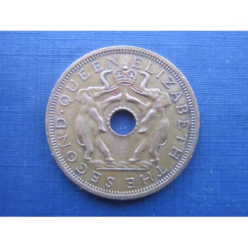 Монета 1 пенни Родезия и Ньясаленд 1962 фауна слоны