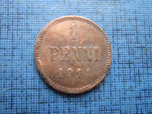 Монета 1 пенни Россия для Финляндии 1914 Николай II