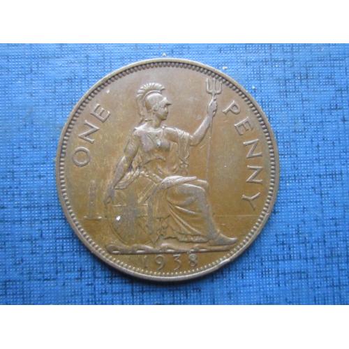 Монета 1 пенни Великобритания 1938 состояние