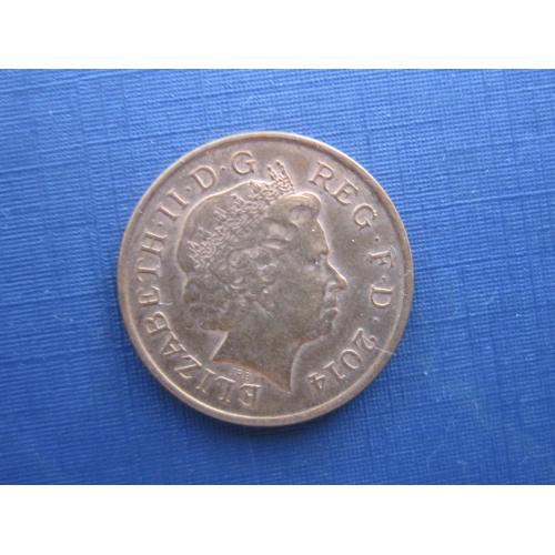 Монета 1 пенни Великобритания 2014 щит фауна лев