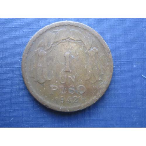 Монета 1 песо Чили 1942