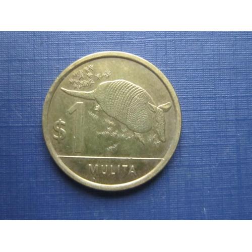 Монета 1 песо Уругвай 2019 фауна броненосец Мулита