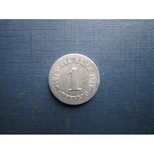 Монета 1 пфеніг Німеччина імперія 1917 J перша в Світі алюмінієва монета