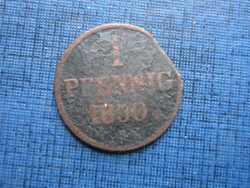 Монета 1 пфенниг Германия 1850 Королевство Гановер редкая