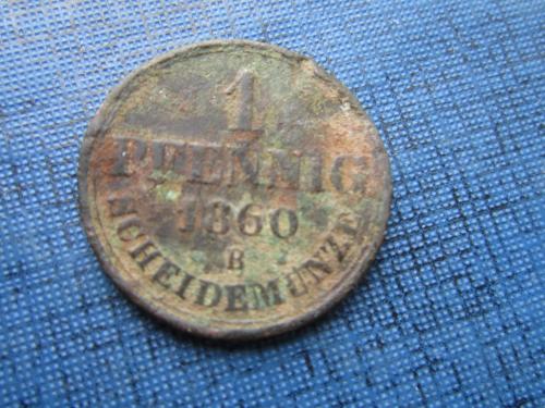 Монета 1 пфенниг Германия 1860 В Королевство Гановер редкая