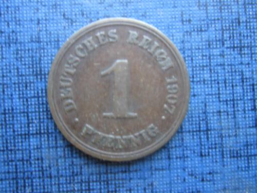 Монета 1 пфенниг Германия 1907 D