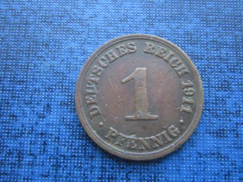 Монета 1 пфенниг Германия 1911 А