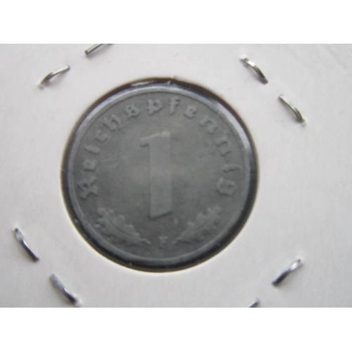 Монета 1 пфенниг Германия 1941 F Рейх свастика цинк
