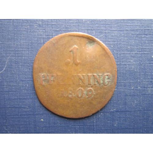 Монета 1 пфенниг Германия Бавария 1809