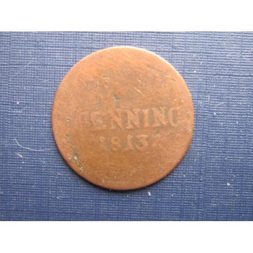 Монета 1 пфенниг Германия Бавария 1813 как есть