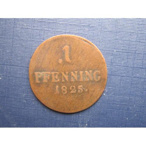 Монета 1 пфенниг Германия Бавария 1825