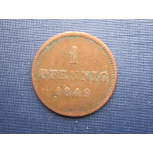 Монета 1 пфенниг Германия Бавария 1849