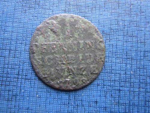 Монета 1 пфенниг Германия Бруншвейг-Вольфенбюттель 1798 нечастая