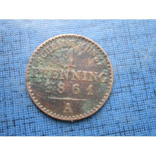 Монета 1 пфенниг Германия Пруссия 1861 А