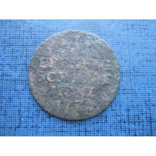 Монета 1 пфенниг Германия Саксен-Кобург-Заальфельд 1772 редкая как есть