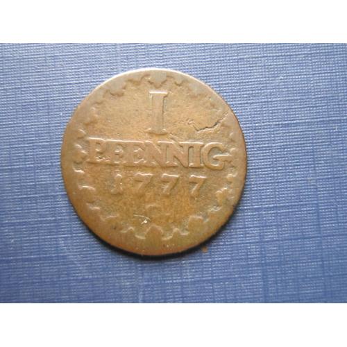 Монета 1 пфенниг Германия Саксония 1859 F Штудгард нечастая