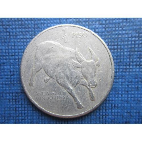 Монета 1 писо Филиппины 1985 фауна корова бык