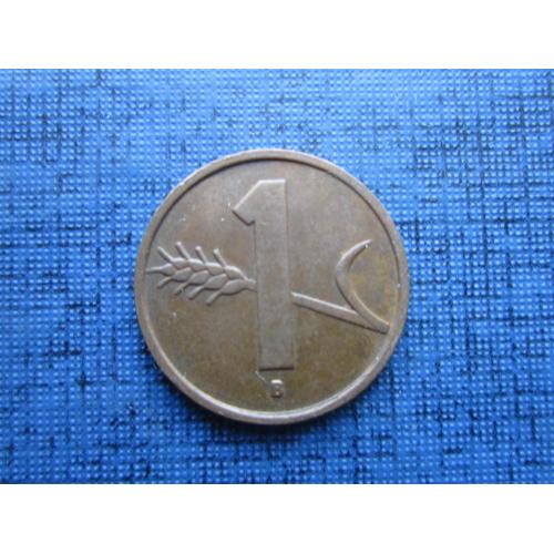 Монета 1 раппен Швейцария 1954