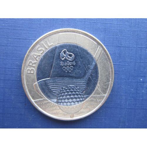 Монета 1 реал Бразилия 2014 спорт олимпиада Рио-де-Жанейро гольф