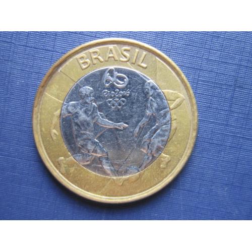 Монета 1 реал Бразилия 2015 спорт олимпиада футбол