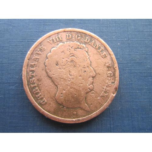 Монета 1 ригсбанкскиллинг Дания 1842 МД VS Кристиан VIII нечастая как есть