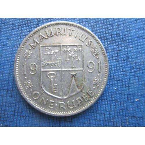 Монета 1 рупия Маврикий 1991