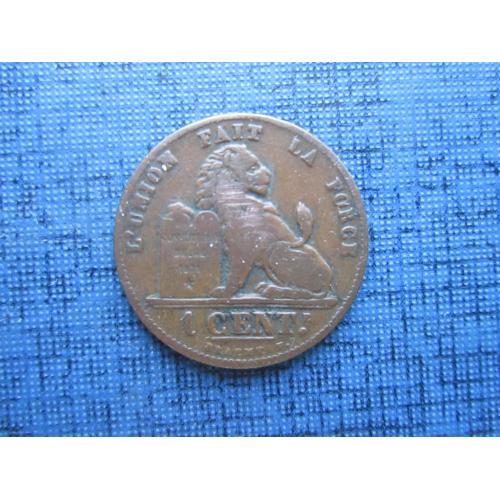 Монета 1 сантим Бельгия 1902 Belges фауна лев