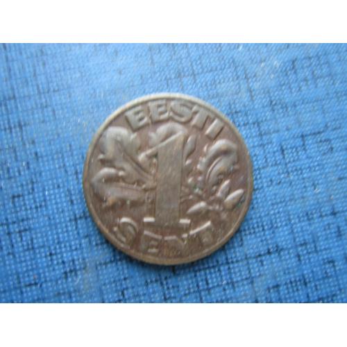 Монета 1 сент Эстония 1929 львы нечастая