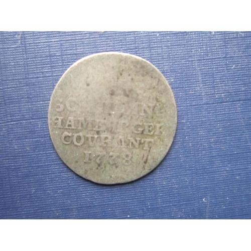 Монета 1 шиллинг Германия Гамбург 1778 серебро как есть