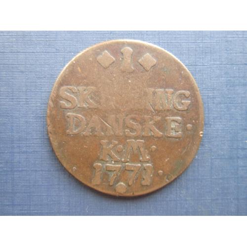 Монета 1 скиллинг Дания 1771 Кристиан VII