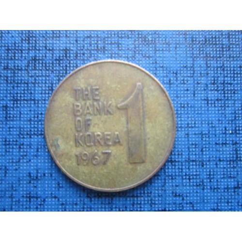 Монета 1 вона Южная Корея 1967