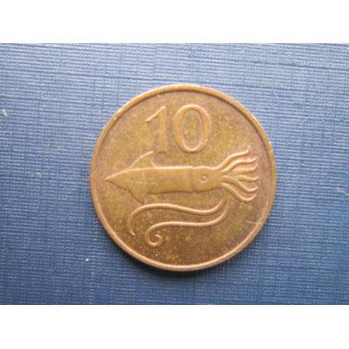 Монета 10 аурар Исландия 1981 фауна кальмар корова