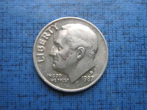 Монета 10 центов 1 дайм США 1987-Р