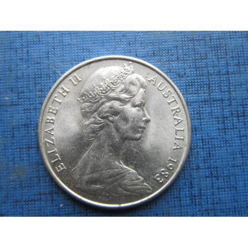 Монета 10 центов Австралия 1983 фауна птица павлин