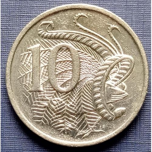 Монета 10 центов Австралия 1990 фауна птица павлин