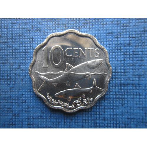 Монета 10 центов Багамские острова Багамы 2010 фауна рыбы