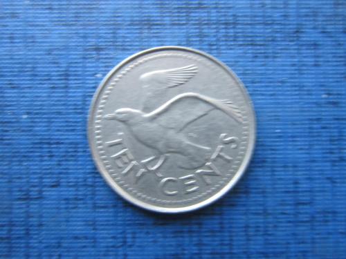 Монета 10 центов Барбадос 1992 фауна птица